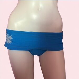 Blue Swim Skirt with Floral Detail